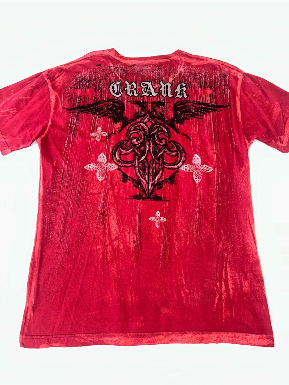 Red Short Sleeve Graphic Tee with Ornate Cross - Picture 7 of 7